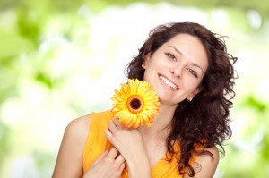 beautiful orange young brunette girl expression portrait with da